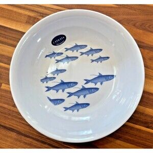 Caskata 100% Melamine Fish School 13" Pasta Serving Bowl Nautical Coastal Blue‎